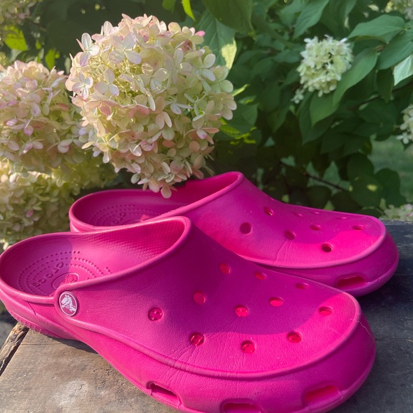 CROCS Shoes - CROCS Hot Pink Slide On Shoes Size 10